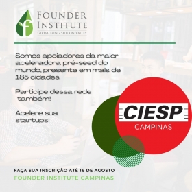 As inscries para o programa do Founder Institute Campinas fecham dia 16/08