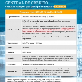 Central de Crédito: Confira as condições do Programa Pronampe