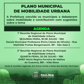 Prefeitura Municipal de Paulínia convida todos os munícipes a participar da construção do Plano Municipal de Mobilidade Urbana