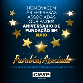 Homenagem às Empresas Associadas Fundadas em Maio