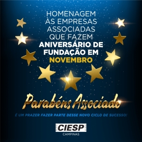 Homenagem às Empresas Associadas Fundadas em Novembro