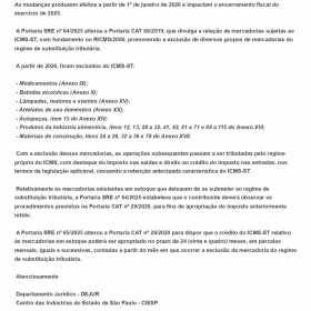 O fim do ICMS ST a partir de 1� de janeiro de 2026 (Circ. 002-09/01/2026) 
