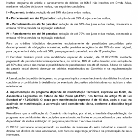 DECRETO ESTADUAL N� 70.936/2026 � CONV�NIO ICMS N� 119/2026 � AUTORIZA��O PARA INSTITUI��O DE PROGRAMA DE ANISTIA E PARCELAMENTO DE D�BITOS DE ICMS